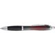 Zwarte plastic balpen met clip en drukknop.