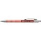 Roze metalen balpen met clip en drukmechanisme.