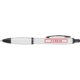 Witte balpen met clip en drukknop.