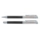 Zwarte carbon pennen set met balpen, vulpen en etui.