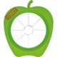 Groene plastic appelsnijder met roestvrijstalen messen.