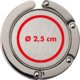 Zilverkleurige metalen handtashouder met ophangsysteem.