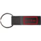 Zwarte lederen en metalen sleutelhanger met ring.