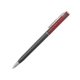 Donkere metalen balpen met clip en drukknop.