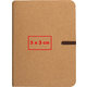 Bruin notitieboek met elastische sluiting.