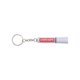Witte plastic sleutelhanger met LED-licht en metalen ring.
