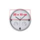 Zilveren wandklok met gentegreerde thermometer en hygrometer.