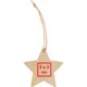 Houten ster hanger met koord om op te hangen.