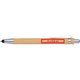 Houtkleurige balpen met metalen elementen en touchpen-functie.