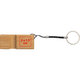 Houten sleutelhanger met metalen ring.