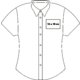 Damesblouse met korte mouwen, knoopsluiting en kraag.