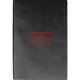 Zwart notitieboek met harde kaft en draadbinding.
