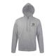 Grijs gem�leerde katoen-polyester hoodie met trekkoord en kangoeroezak.