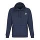 Marineblauwe katoen-polyester hoodie met capuchon en kangoeroezak.
