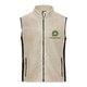 Beige fleece vest met volledige ritssluiting en zakken aan de zijkant.