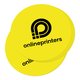 Gele papieren sticker in een aangepaste vorm.